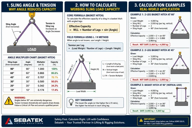 how to calculate webbing sling load capacity